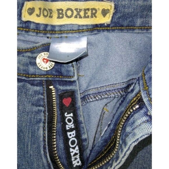 Joe Boxer Women's Blue Jeans Flare Denim Floral Embellished Zip Fly Size 9 32x32 - Picture 7 of 8
